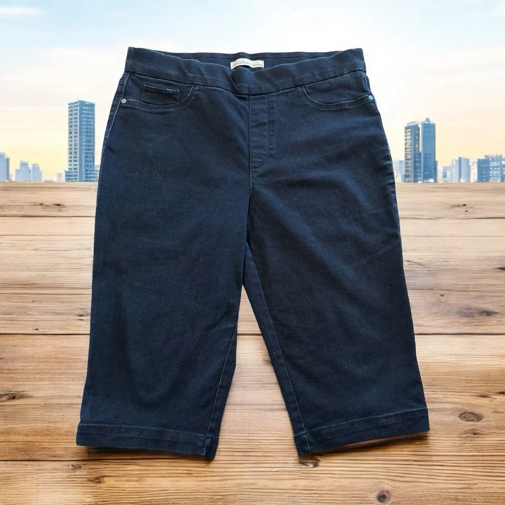 Gloria Vanderbilt Khaki Unltd Capri Pants Women's 14 Blue Stretch Karoline Egypt - Picture 12 of 12